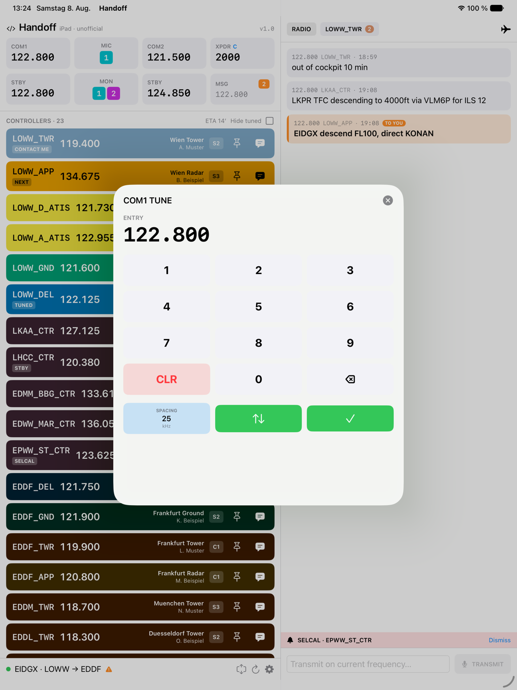 Frequency keypad with channel spacing toggle