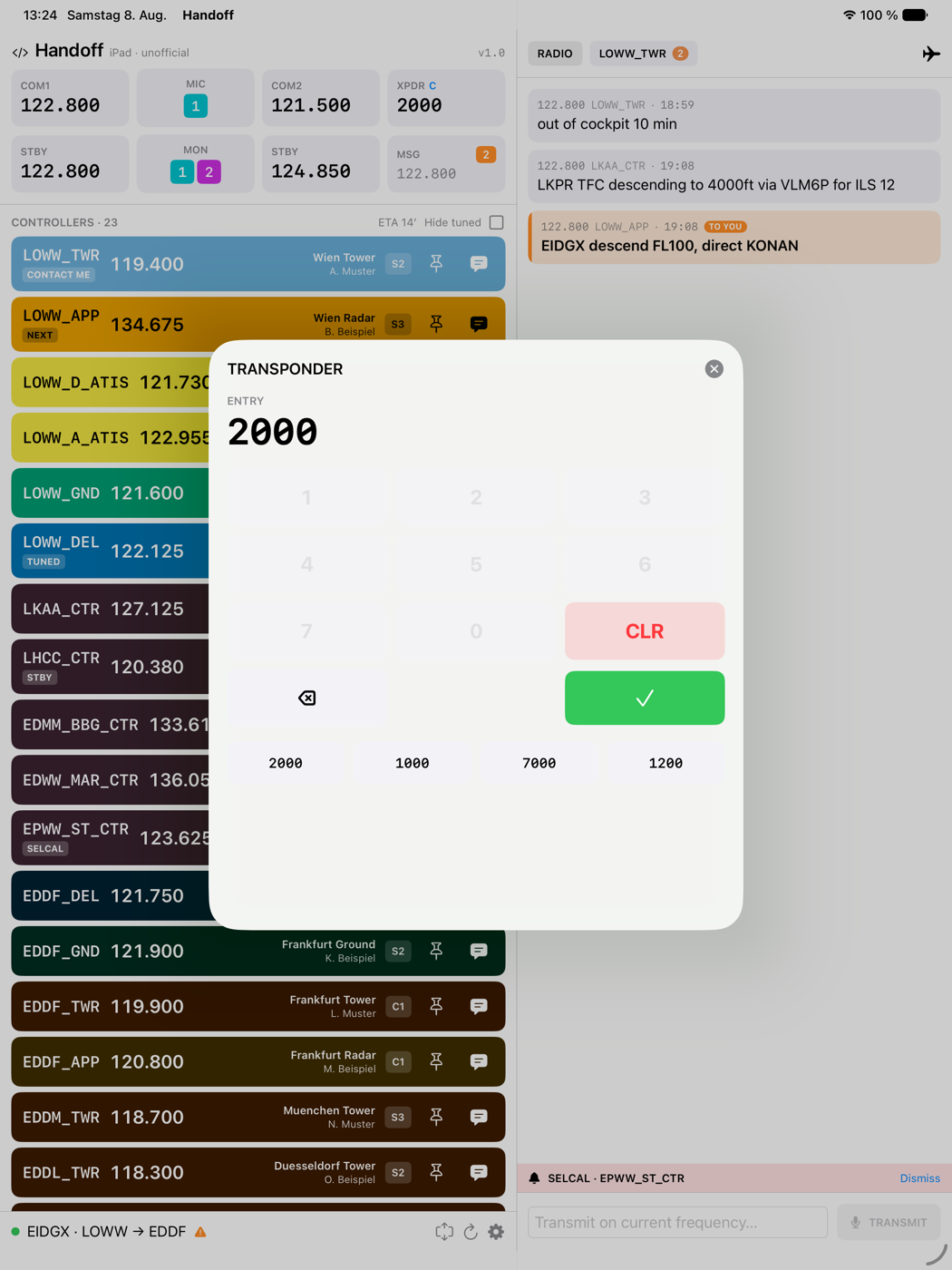 Transponder keypad, octal digits only